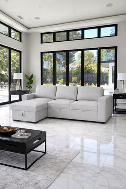 Nilkamal Shirley Lounger 2 Seater Fabric Upholstered Sofa in Choco Brown Color and Light Grey