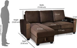 Nilkamal Shirley Lounger 2 Seater Fabric Upholstered Sofa in Choco Brown Color and Light Grey