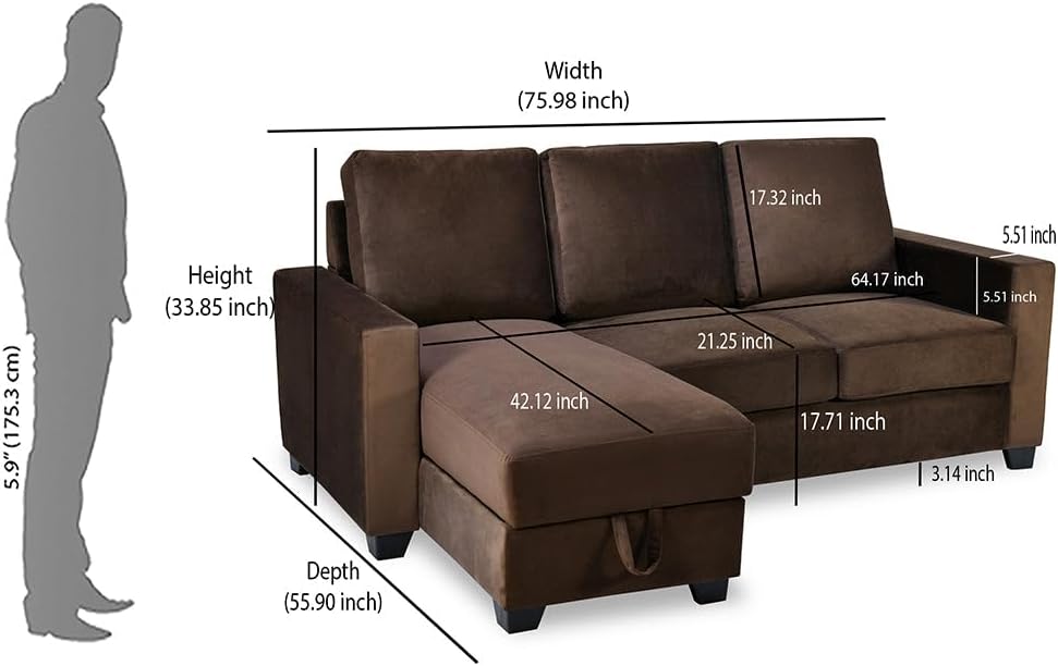 Nilkamal Shirley Lounger 2 Seater Fabric Upholstered Sofa in Choco Brown Color and Light Grey_7