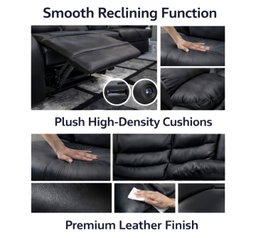  Katie Black Recliner Sofa Set