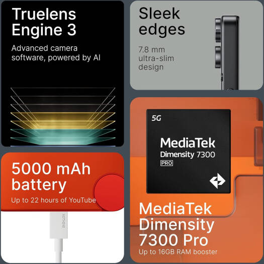 Nothing CMF Phone 2 Pro 5G Mobile Phone, 6.77" FHD+ Flexible AMOLED Display, MediaTek Dimensity 7300 Pro, 8GB RAM, 128GB ROM, Nothing OS 3.2_3