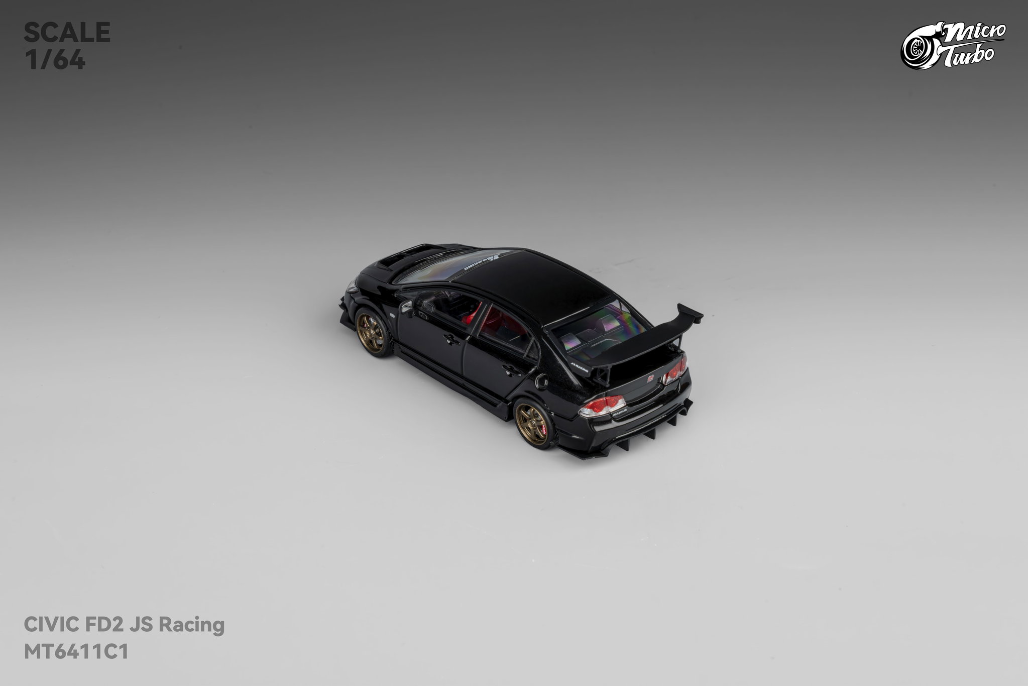 MICRO TURBO MODEL 1/64 CUSTOM FD2 JS RACING - METALLIC BLACK_2
