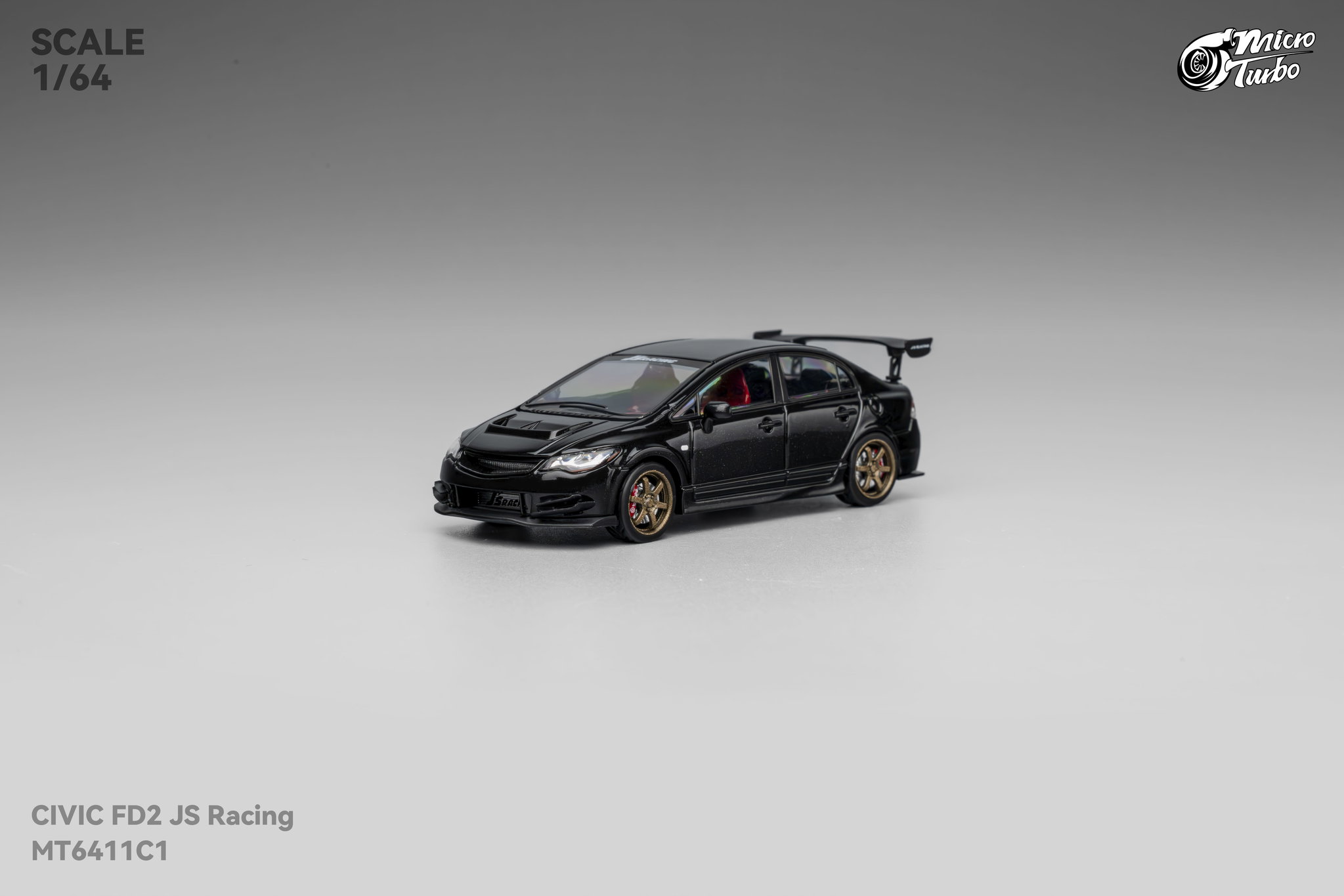 MICRO TURBO MODEL 1/64 CUSTOM FD2 JS RACING - METALLIC BLACK_4