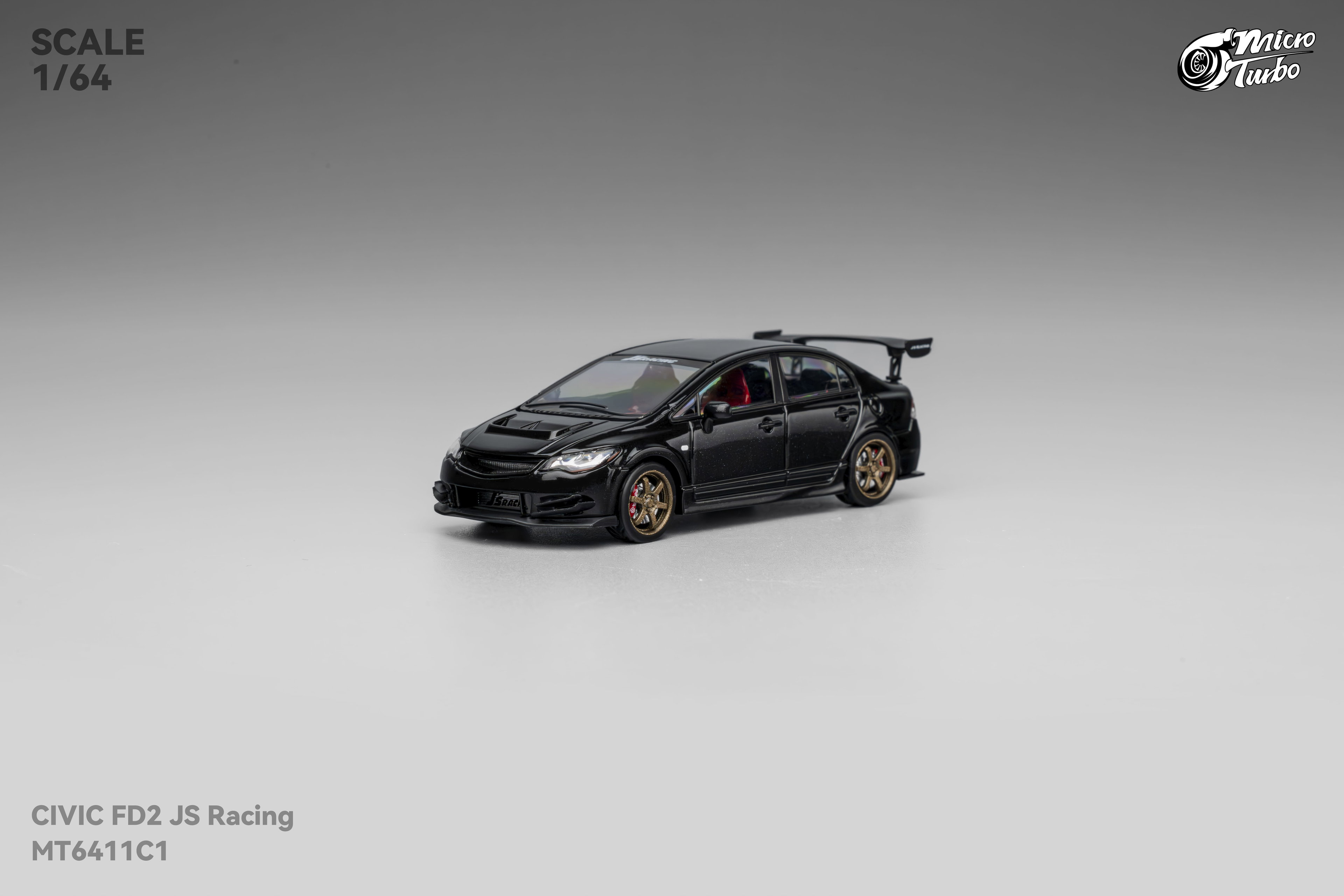 MICRO TURBO MODEL 1/64 CUSTOM FD2 JS RACING - METALLIC BLACK_4
