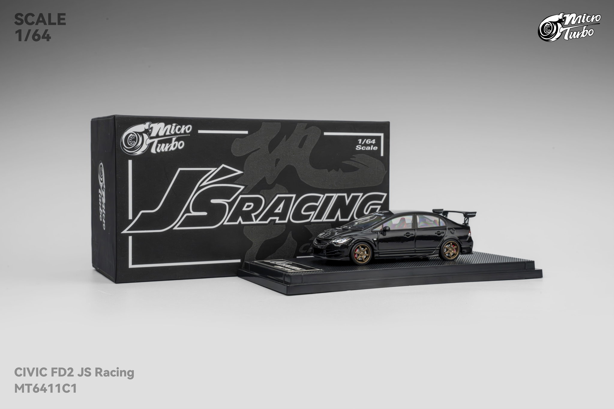 MICRO TURBO MODEL 1/64 CUSTOM FD2 JS RACING - METALLIC BLACK_9