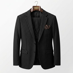 Black Pinstripes Suit 