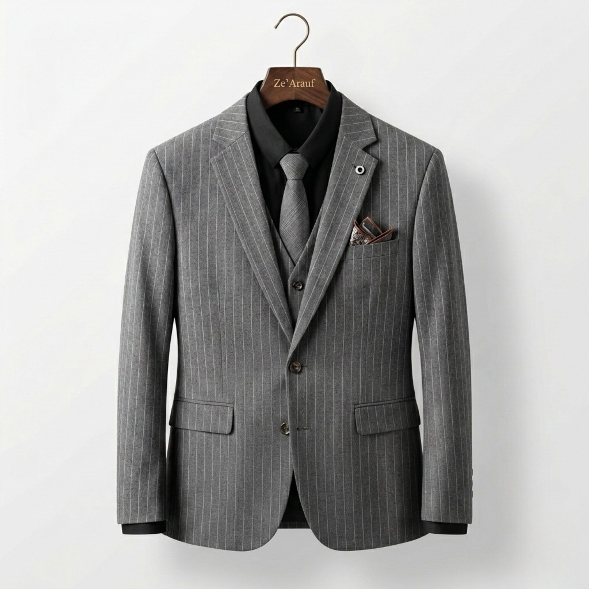 Grey Pinstripes Suit  _0