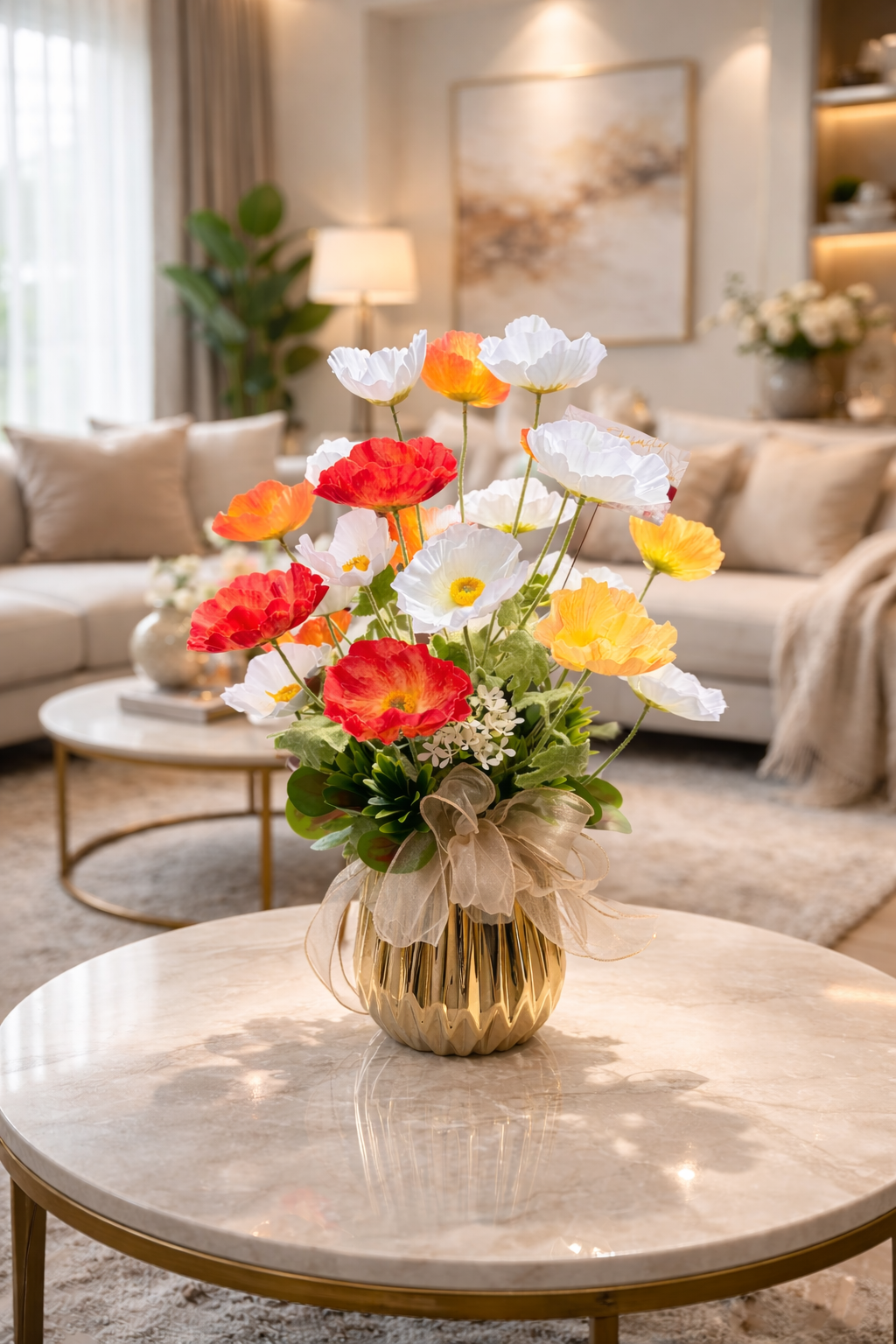 Artificial Poppy In Premium Vase_1