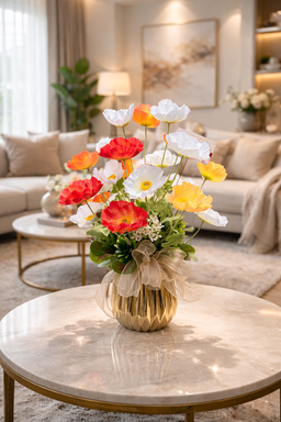 Artificial Poppy In Premium Vase