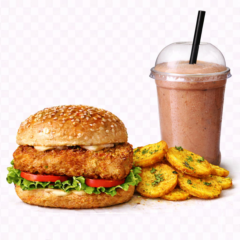 Crunch Burger+ Bhajia + Milkshake 500ml