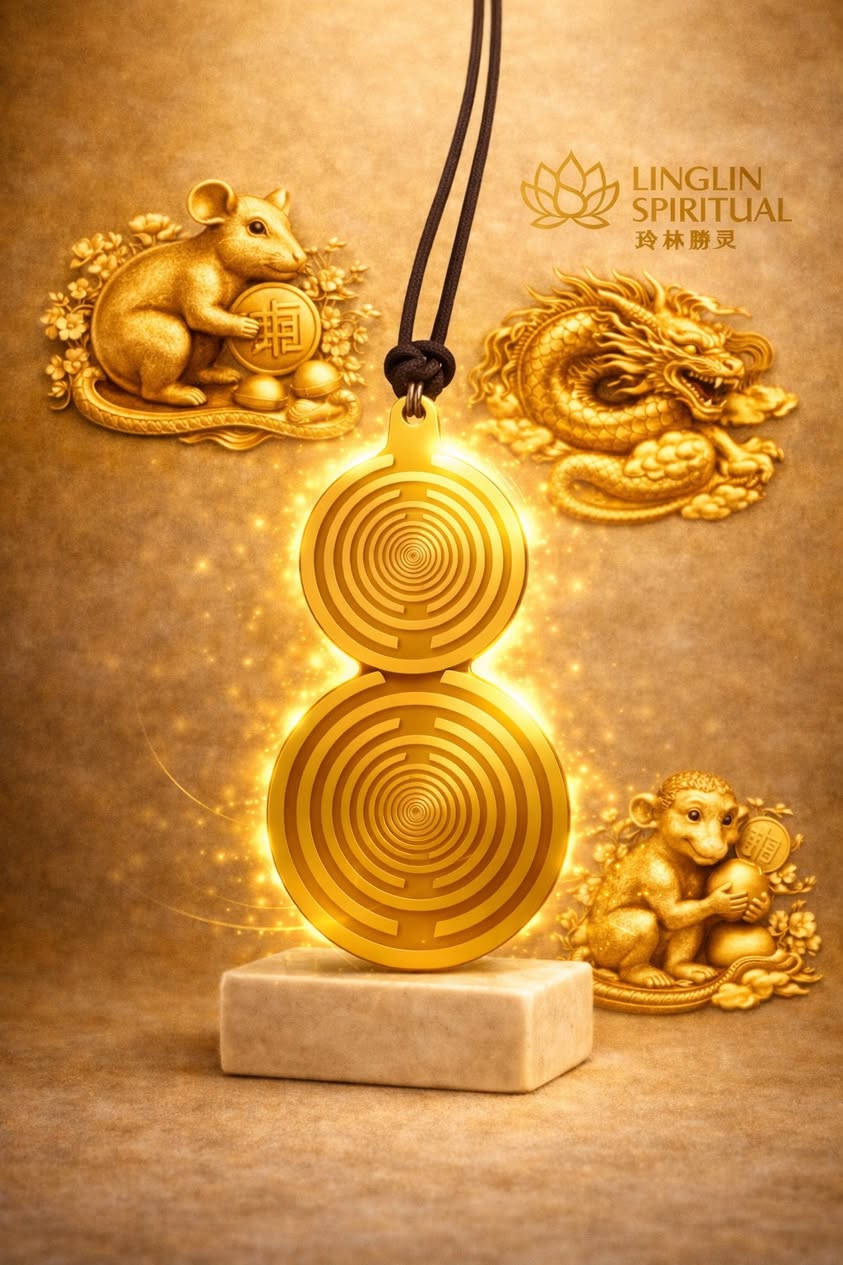 🐀🐉🐒 Golden Prosperity Pendant  (Rat · Dragon · Monkey) / 金色丰盛能量盘（鼠 · 龙 · 猴）