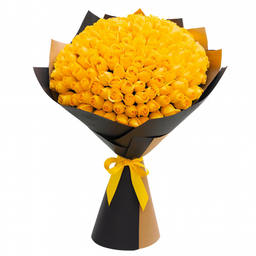 🌟 Ramo Buchon de Flores Amarillas | 100 Rosas en Papel Negro