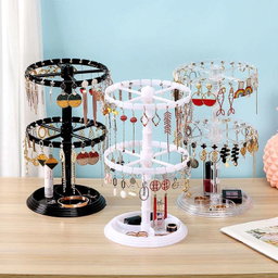 Rotating earrings storage rack 
