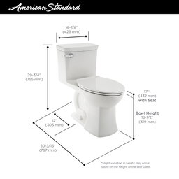 American Standard Townsend Vormax Right Height Elongated One-Piece Toilet With Seat in White