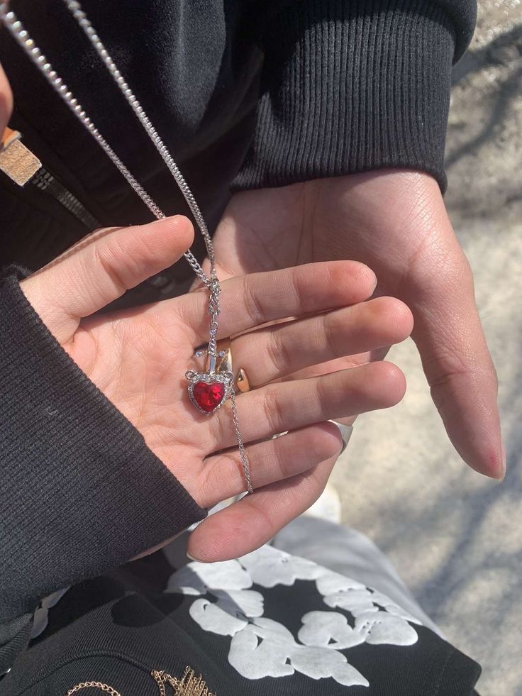 Collier Couple, Coeur et Épée Argenté