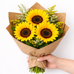 Ramos de rosas, girasoles y gerberas