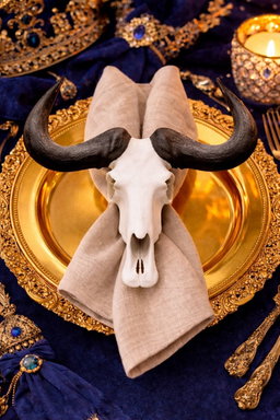 Black Wildebeest Skull Napkin Ring