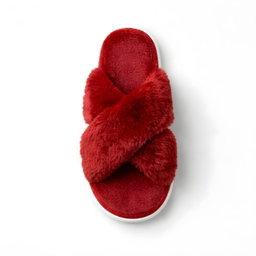 Ladies Crossover Fluffy Slider - Red