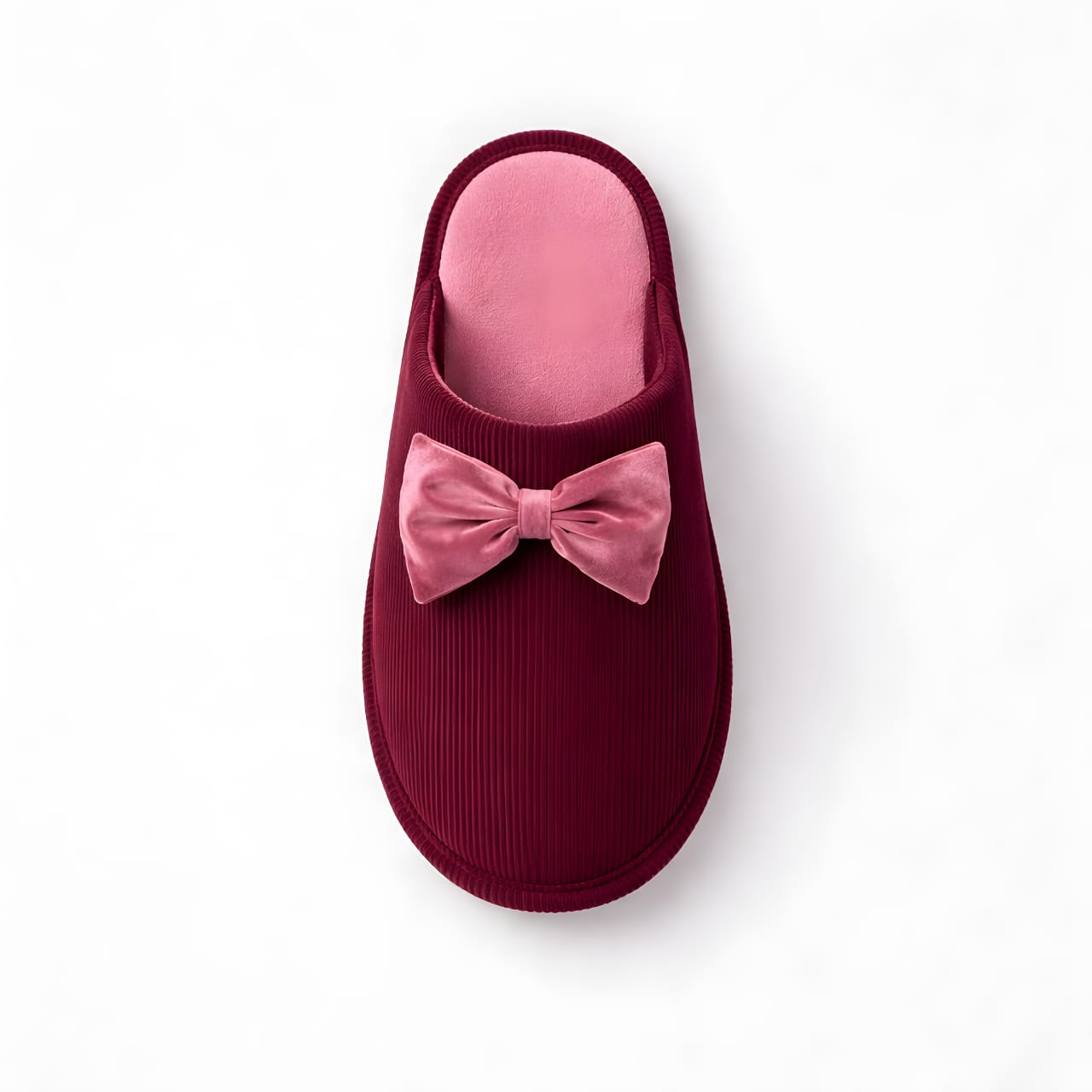 Ladies Velour Slider With Matching Bow - Raspberry_0