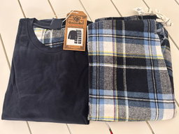 Men Jersey Long Sleeve & Woven Check Lounge Pant Set Navy Check 