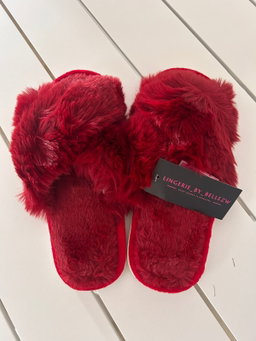 Ladies Crossover Fluffy Slider - Red
