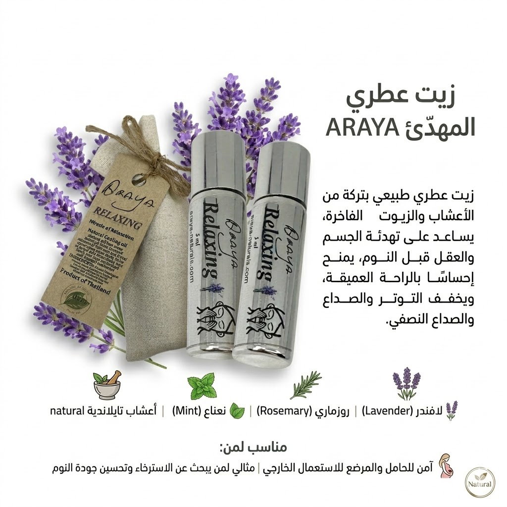 زيت أرايا العطري تأثير الاسترخاء (لافندر وإكليل الجبل)
 Relaxing Natural Cooling Oil_0