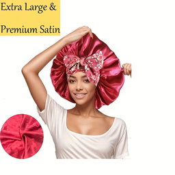 Ethnic Print Long Ribbon Satin Sleep Cap, Bow Tie Headscarf Hat, Chemotherapy Cap, Beauty and Hairdressing Hat