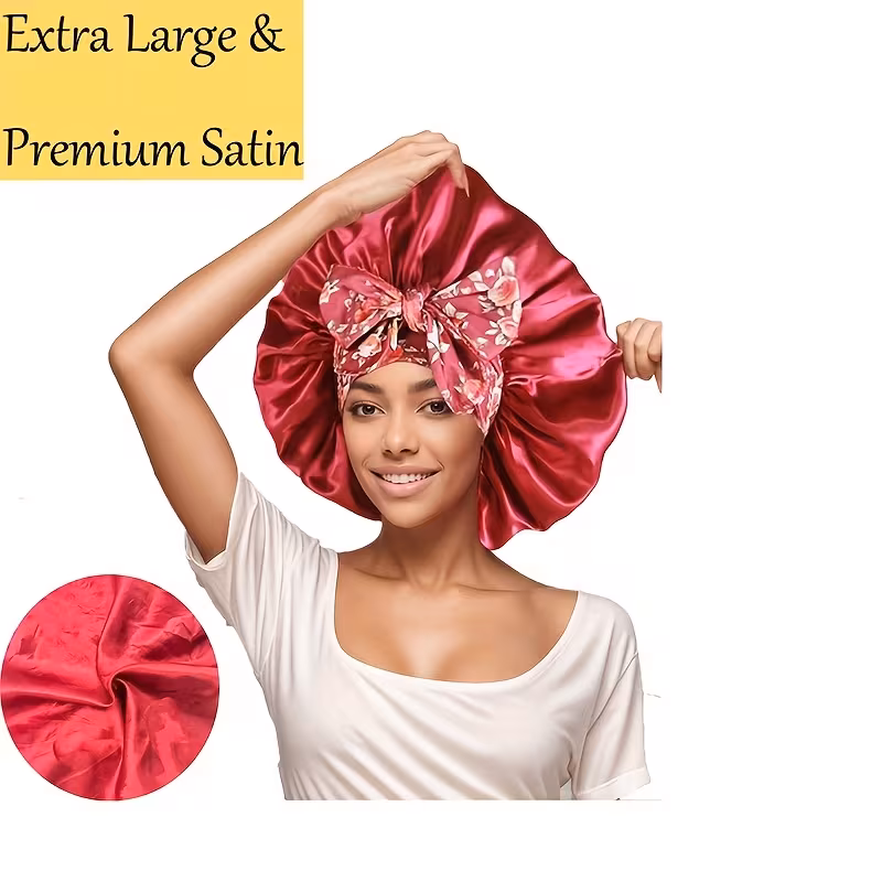 Ethnic Print Long Ribbon Satin Sleep Cap, Bow Tie Headscarf Hat, Chemotherapy Cap, Beauty and Hairdressing Hat_16