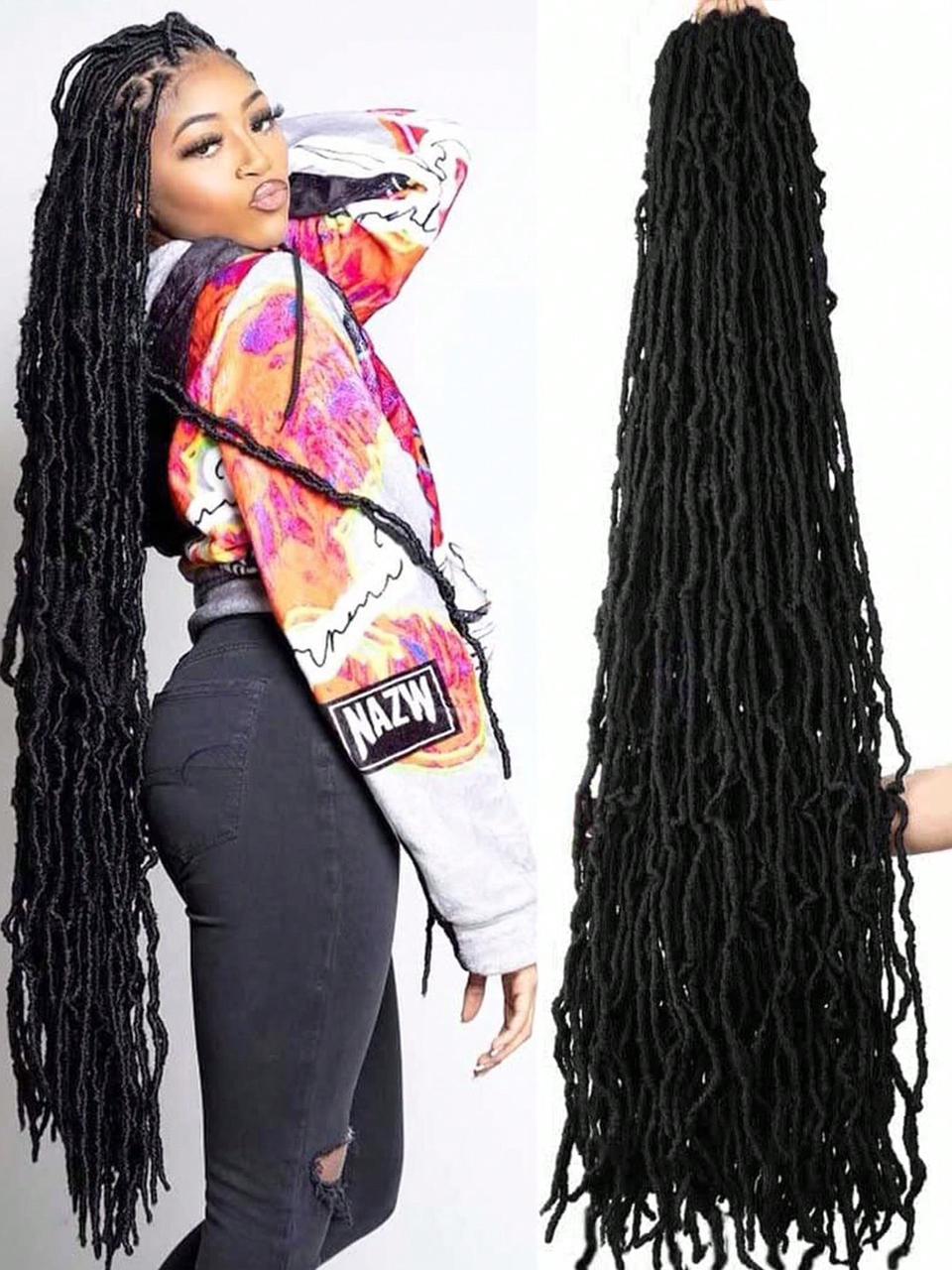 Super Long Soft Locs Crochet Hair, Pre Looped New Faux Locs Crochet Braids Goddess Locs Dreadlocs Synthetic Hair_0
