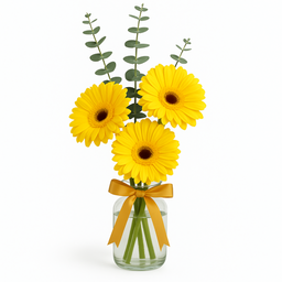 🌻 Flores Gerberas Amarillas | Florero con 3 Gerberas
