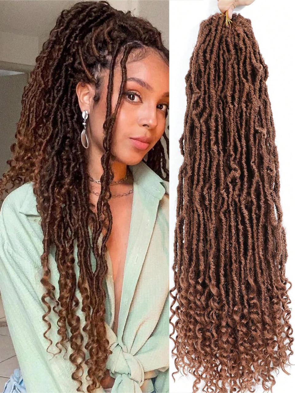 New Faux Locs Crochet Hair, Long Soft Locs Crochet Braids Hair With Curly Ends, Natural Black Synthetic Bohemian Locs Braiding Hairextensions For Gifts (12 Strands/Pack 30#)_0