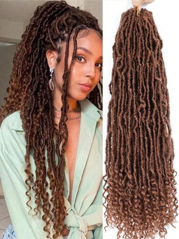 New Faux Locs Crochet Hair, Long Soft Locs Crochet Braids Hair With Curly Ends, Natural Black Synthetic Bohemian Locs Braiding Hairextensions For Gifts (12 Strands/Pack 30#)