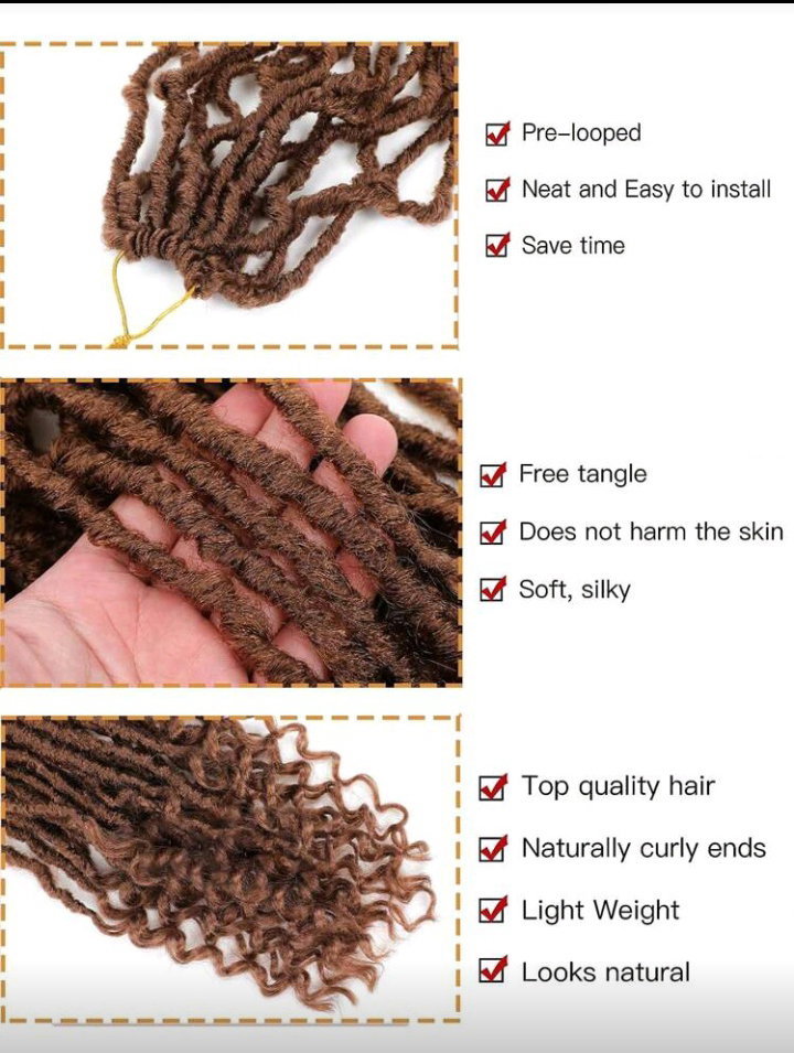 New Faux Locs Crochet Hair, Long Soft Locs Crochet Braids Hair With Curly Ends, Natural Black Synthetic Bohemian Locs Braiding Hairextensions For Gifts (12 Strands/Pack 30#)_4