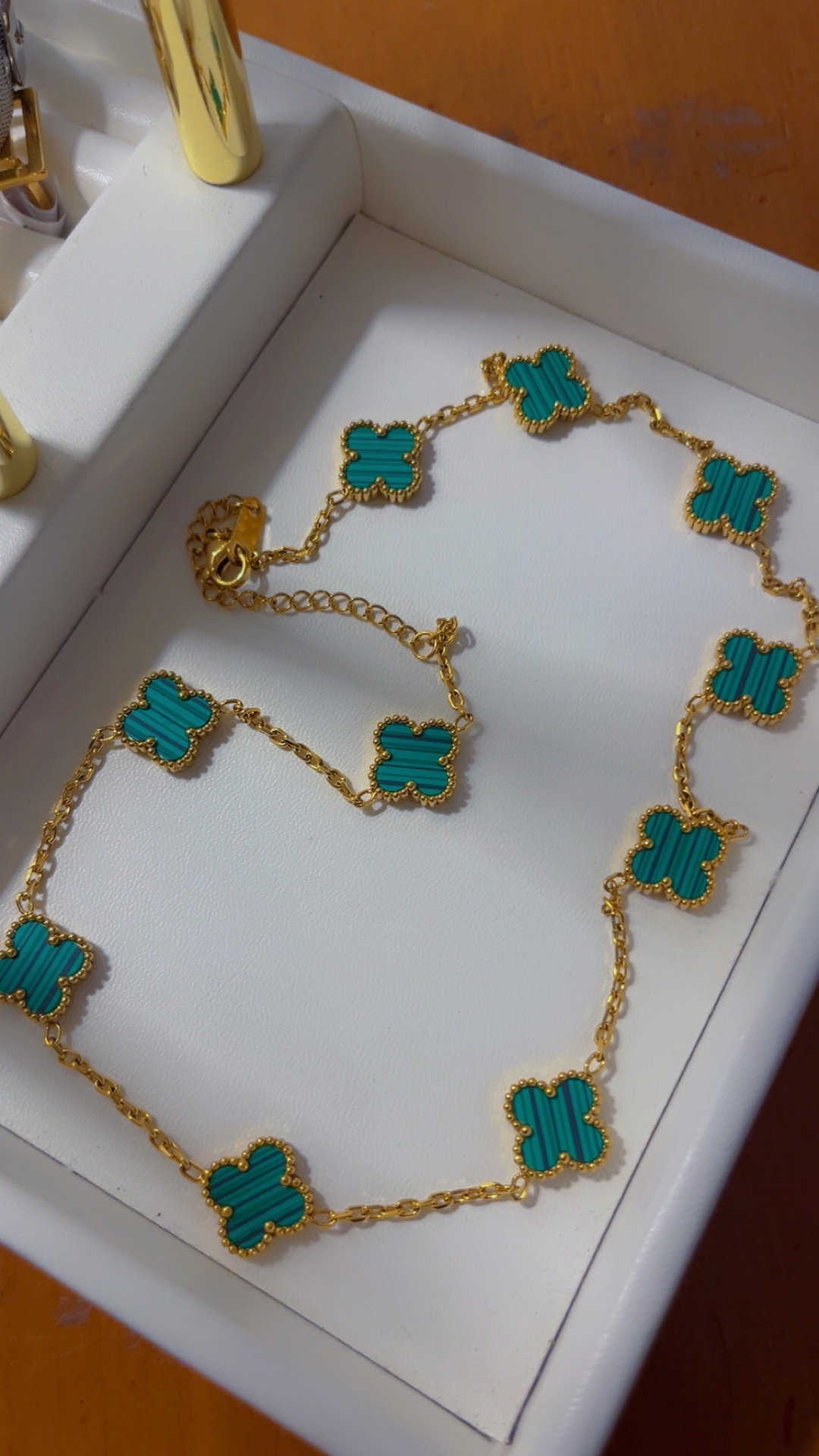 Green & Gold Clover Necklace  