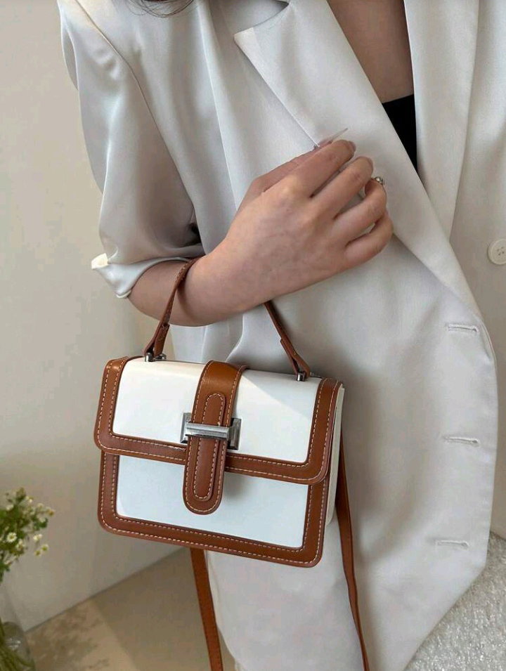 Mini Fashionable Women Quilted Flap Handbag, Shoulder Crossbody Casual Small Square Bag, Fits Phone & Lipstick, Color Block Design, Versatile Commute Tote_2