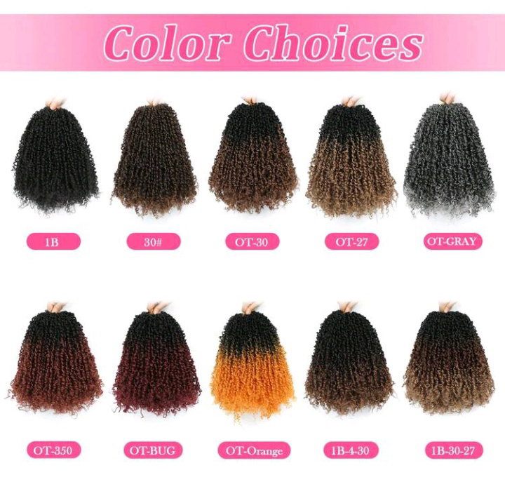 Yanky Twist Crochet Wig, 26 Strands/Piece, Fluffy Springy Mini Twist Crochet Short Bob, Passion Twist Curly Synthetic Braiding Hair Extensions, Suitable For Women And Girls_3