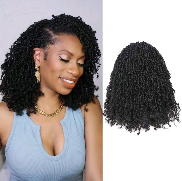 Yanky Twist Crochet Wig, 26 Strands/Piece, Fluffy Springy Mini Twist Crochet Short Bob, Passion Twist Curly Synthetic Braiding Hair Extensions, Suitable For Women And Girls