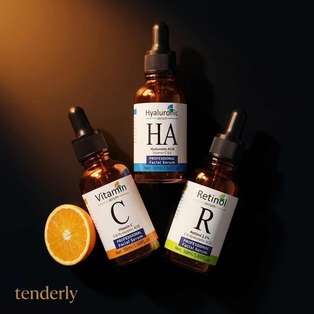 VITAMIN C · RETINOL · HYALURONIC ACID SERUM TRIO — Phase 1 Actives