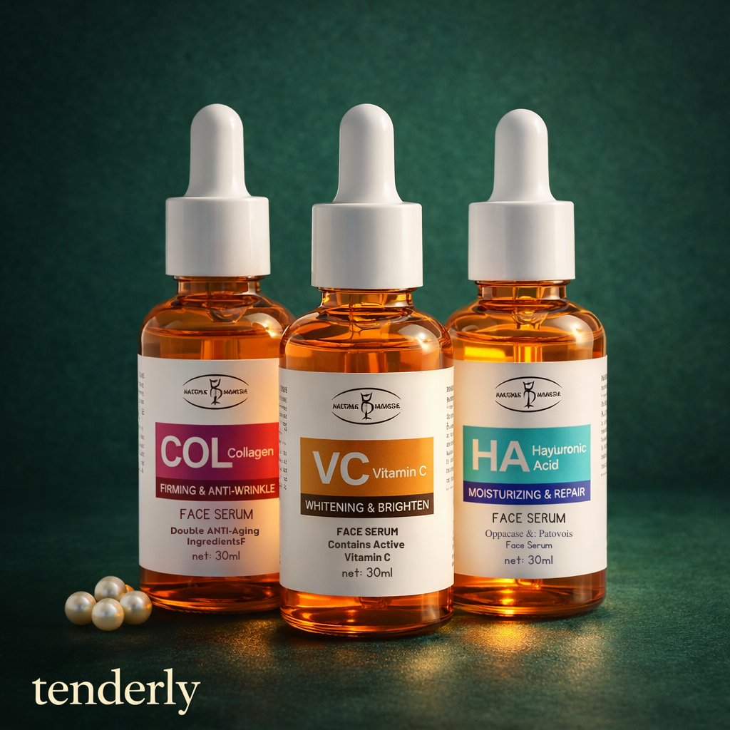 COLLAGEN · VITAMIN C · HA SERUM SET — Phase 2 Core