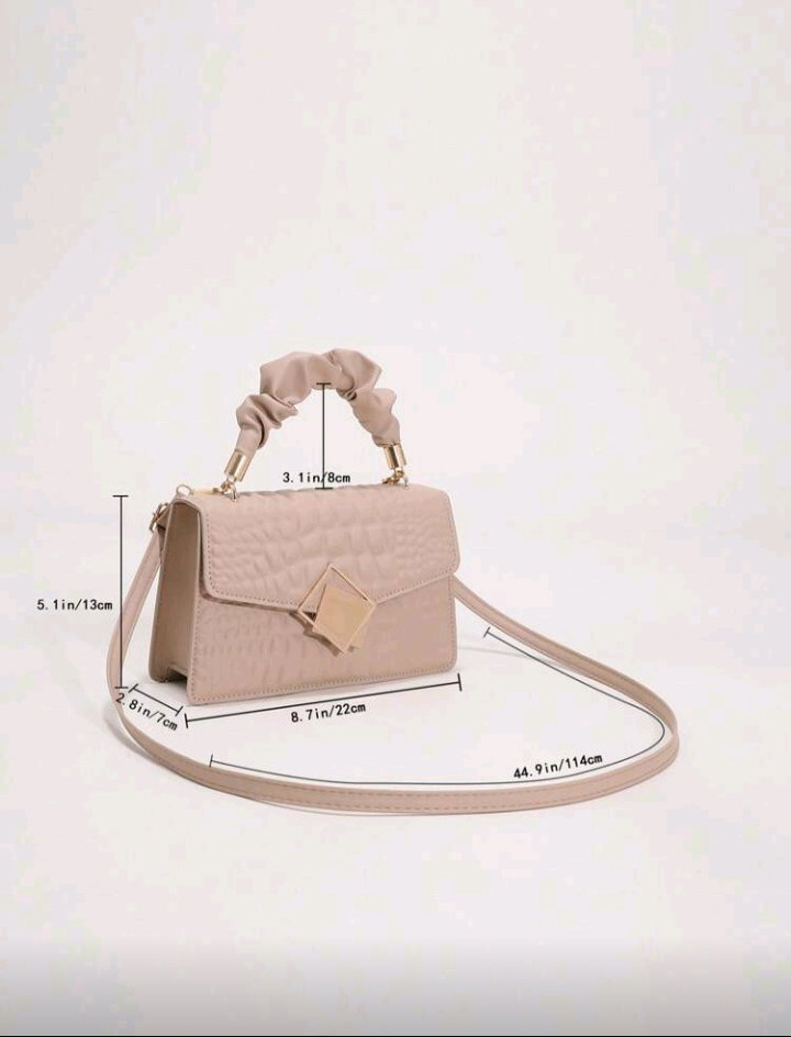 Fashionable Solid Color Crease Hand Bag, Cloud Bag, Crinkle Bag, Crocodile Print, Large Capacity, Stylish Women Handbag, Suitable For Shopping, Wallet, Shopping, Young Women, College Students, Newbies, White-Collar Workers. Ideal For Office, University, Work, Business, Commuting, Outdoor Activities, Travel And Outing_5