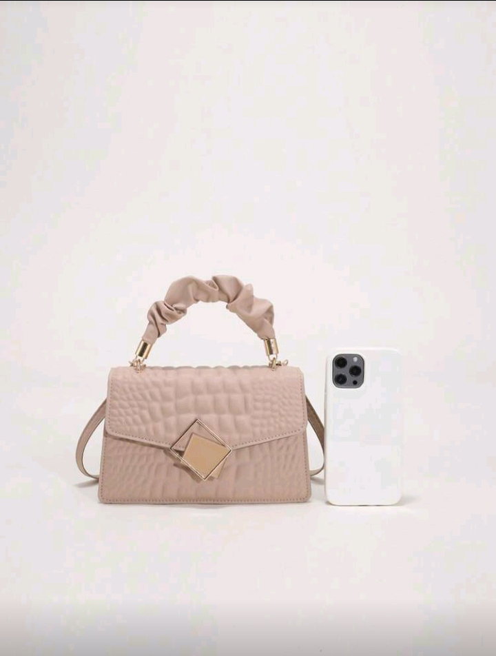 Fashionable Solid Color Crease Hand Bag, Cloud Bag, Crinkle Bag, Crocodile Print, Large Capacity, Stylish Women Handbag, Suitable For Shopping, Wallet, Shopping, Young Women, College Students, Newbies, White-Collar Workers. Ideal For Office, University, Work, Business, Commuting, Outdoor Activities, Travel And Outing_4
