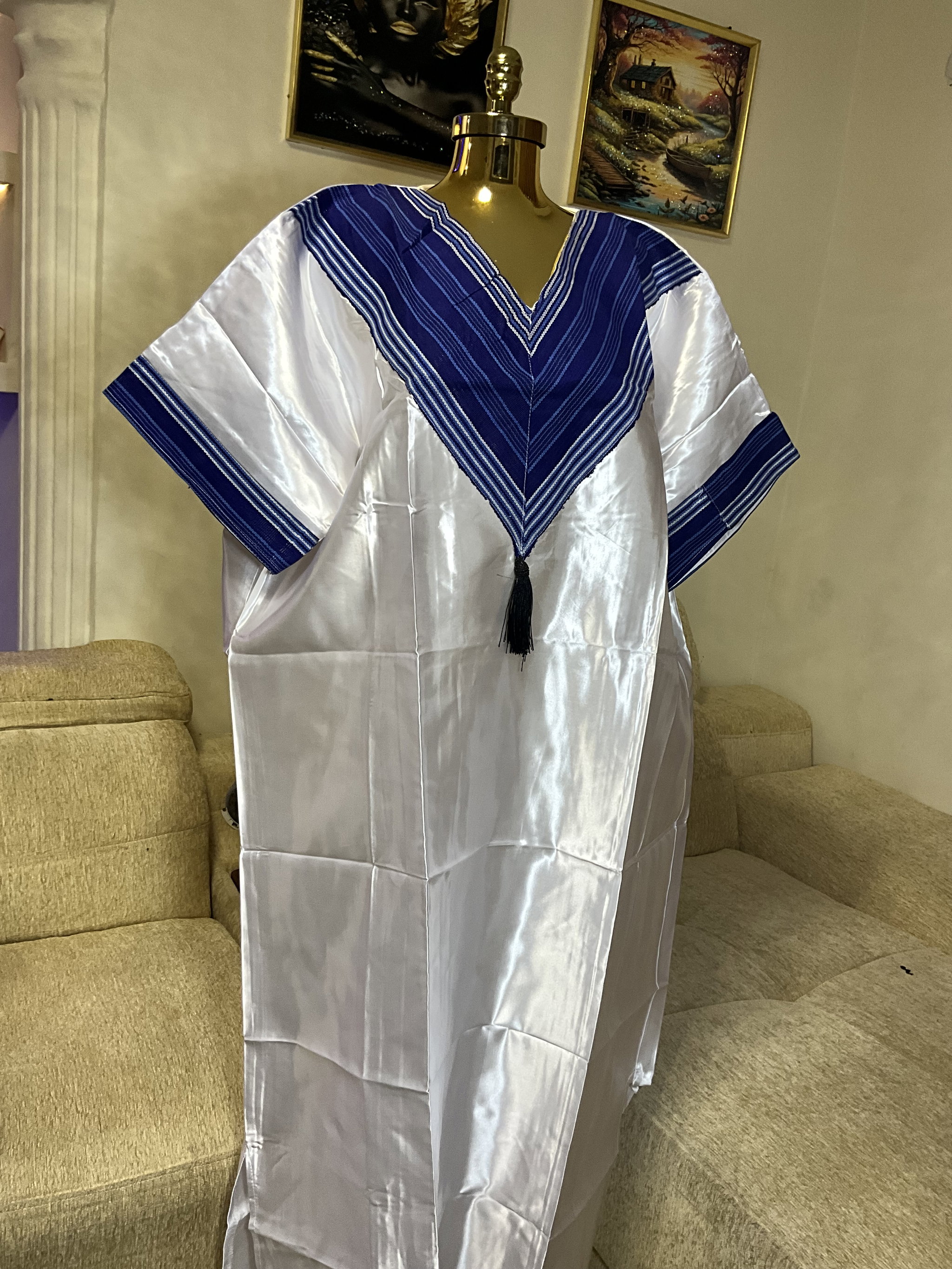 White - Mikado Aso Oke Bubu Kaftan_0