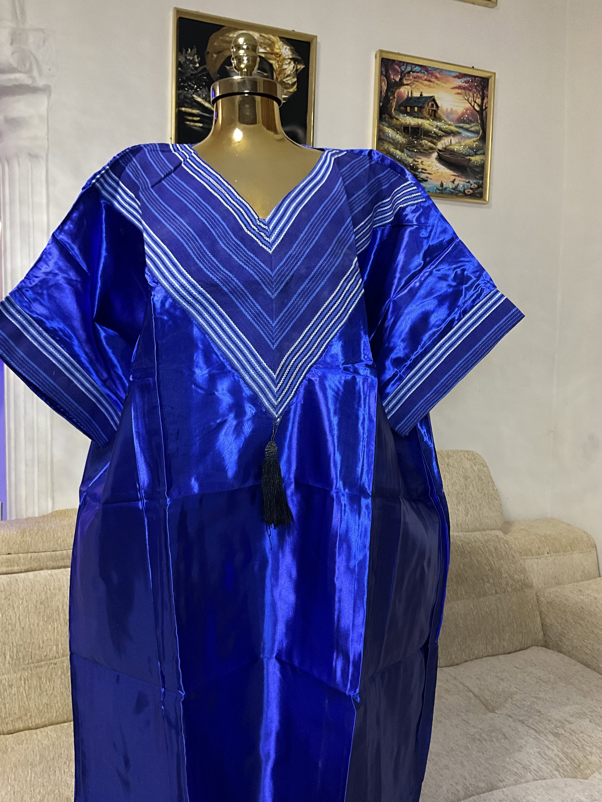 Blue - Mikado Aso Oke Bubu Kaftan_0
