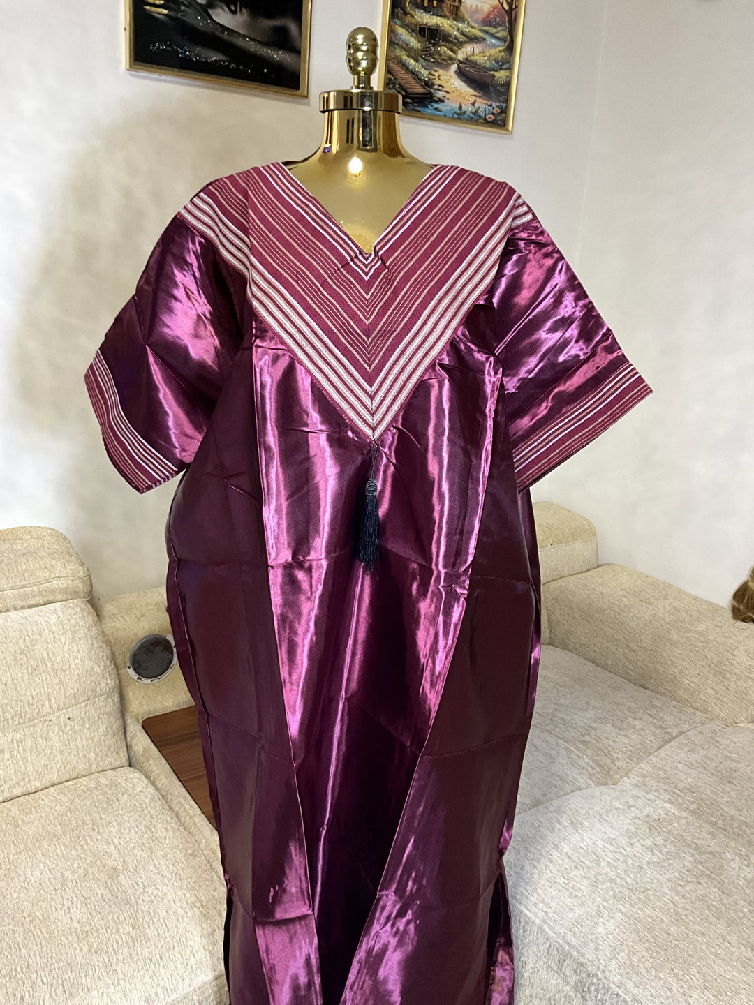 Burgundy - Mikado Aso Oke Bubu Kaftan