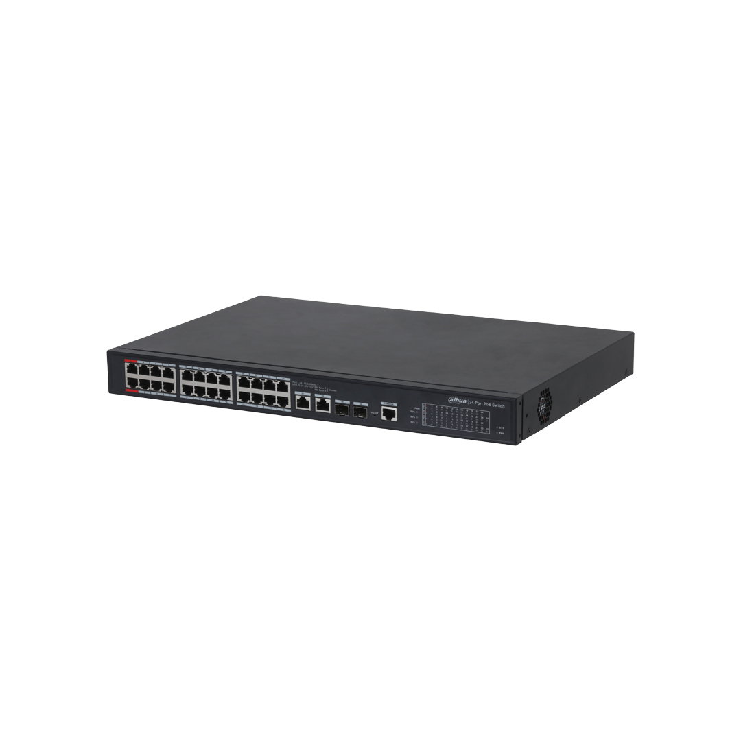 DH-PFS4226-24ET-240 | 24-port 100 Mbps + 2-port Gigabit Managed PoE Switch