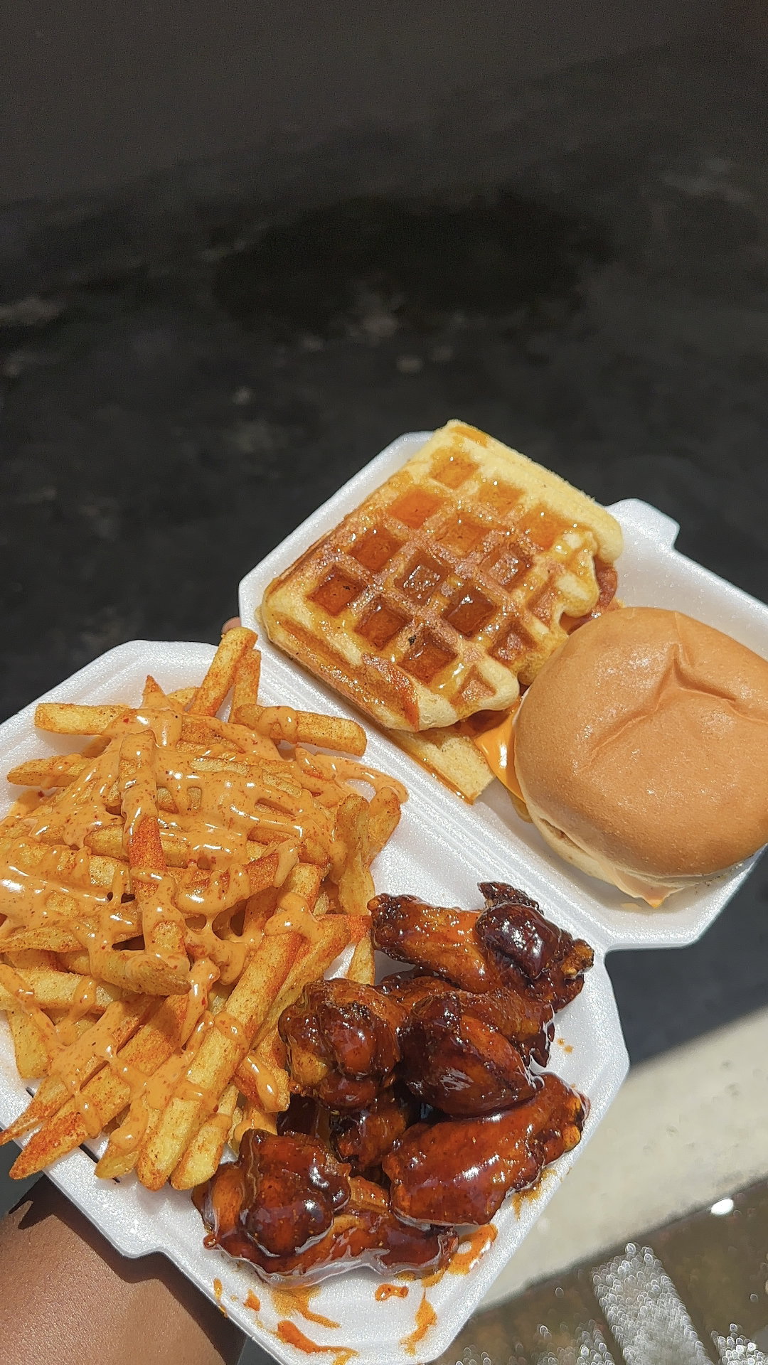 Waffle Platter+Six dunked wings