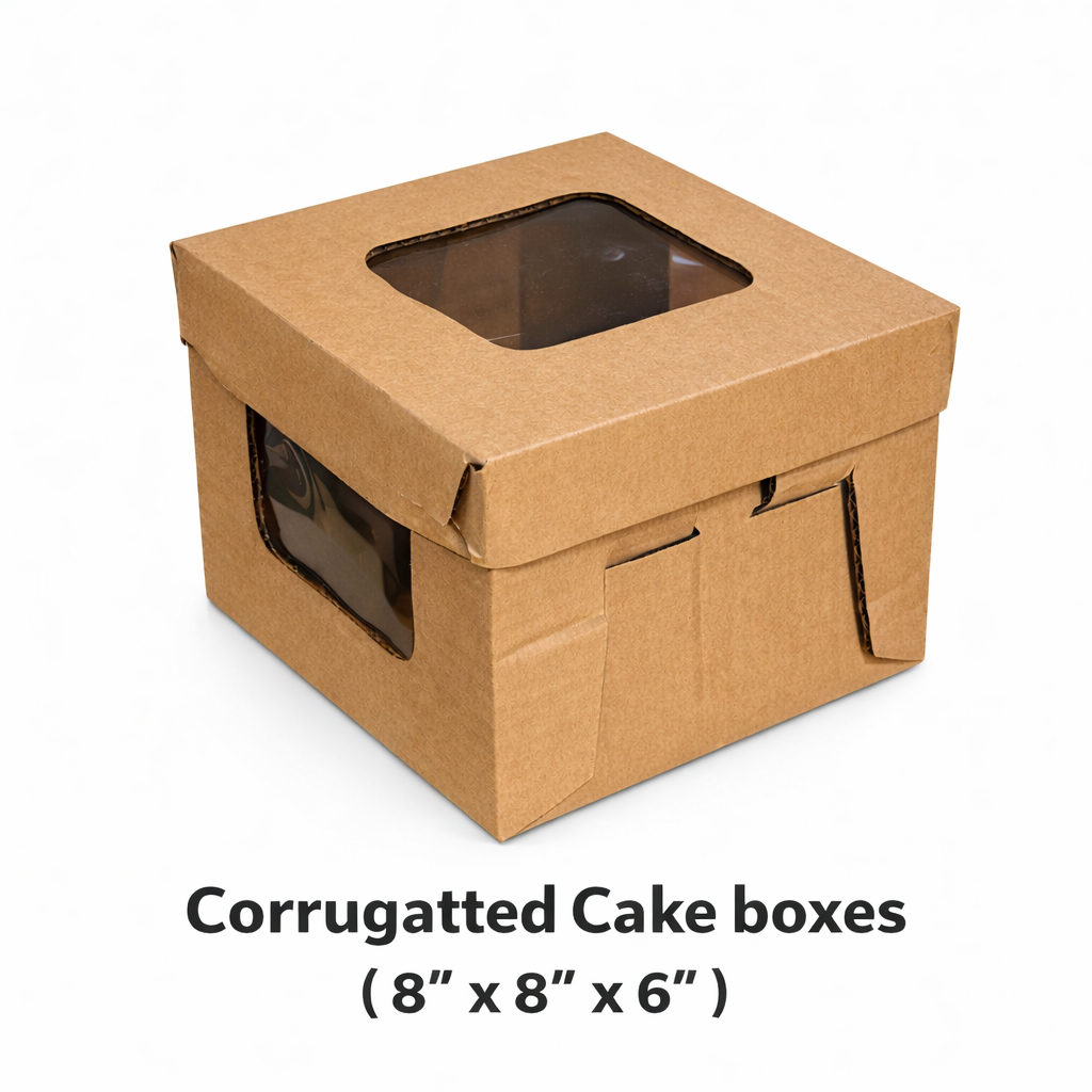 Corrugated Cake Boxes - 8” x 8” x 6” - Brown_1