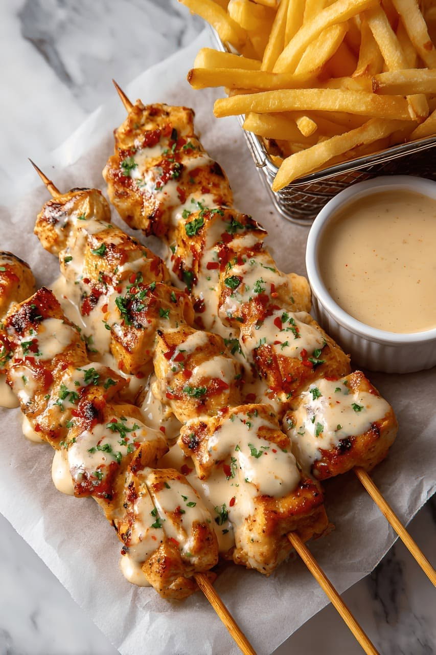 3 Brochette de poulet avec accompagnement 