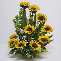 Arreglo de girasoles en canasta