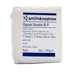 Smith & Nephew Plain Gauze Swabs 7.5cm x 7.5cm (8ply 100's)